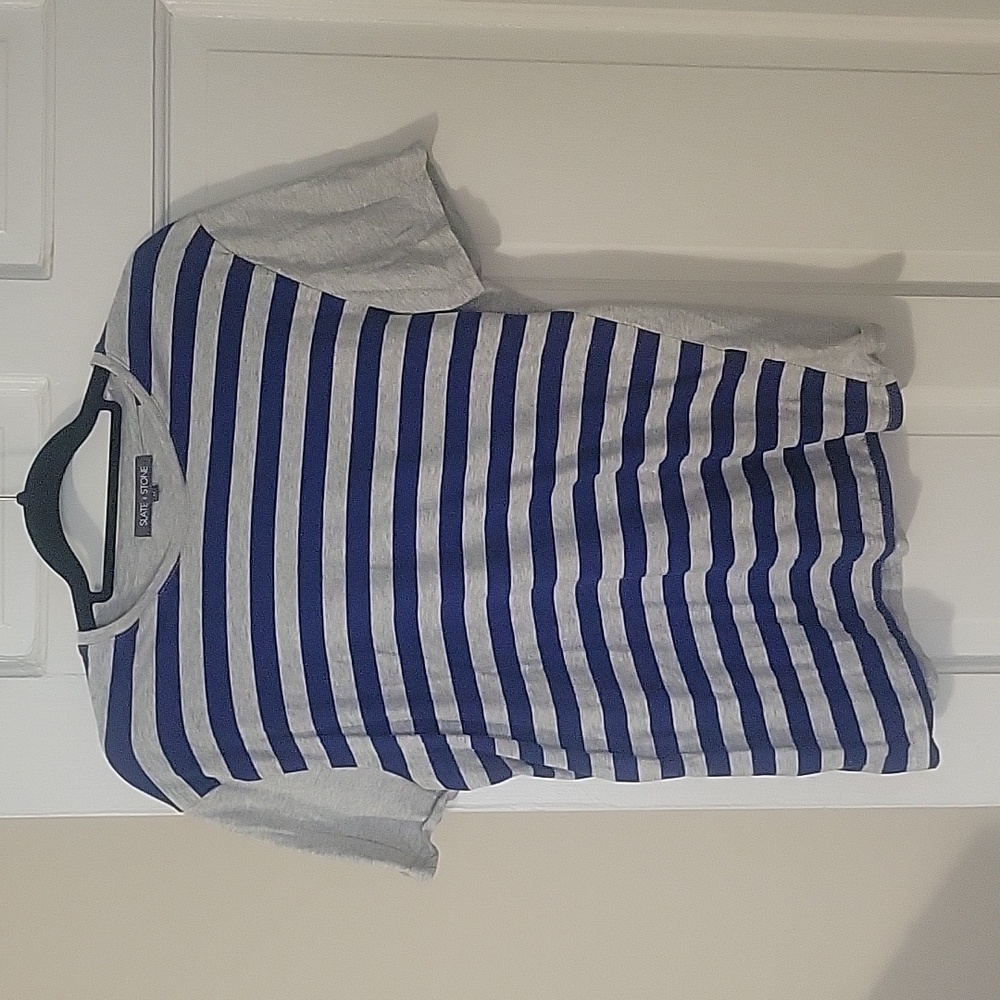 Slate & Stone mens Gray and Blue 100% cotton front striped shirt size medium